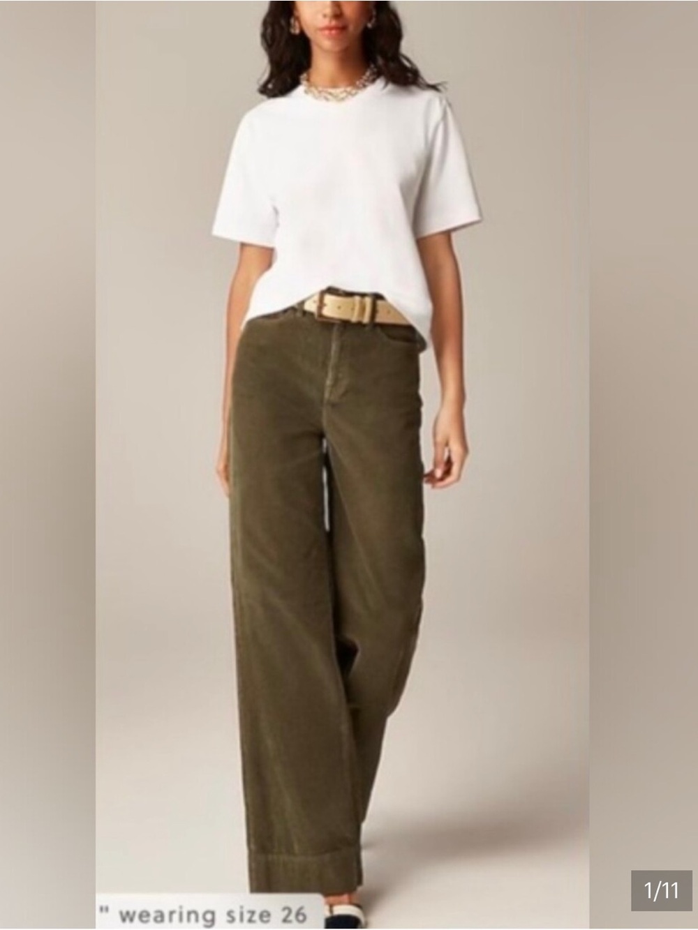 JCrew Trouser Leg Corduroy Pants in Olive Green